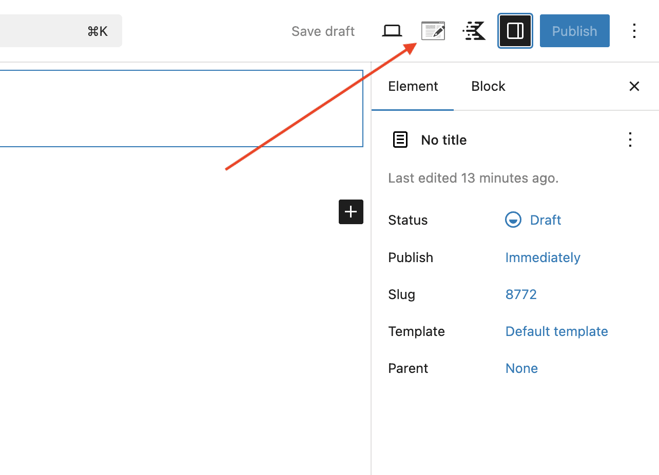 Kadence Element Settings Icon